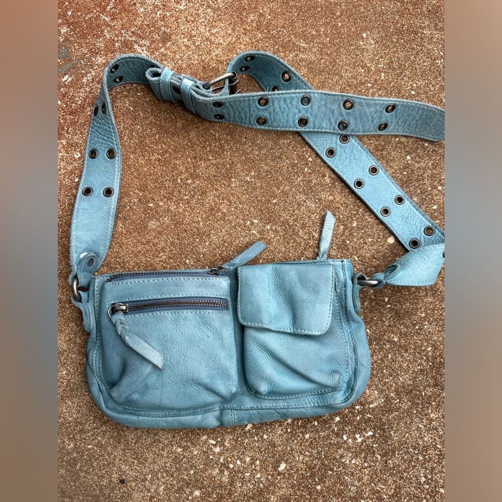 Free People Wade Cow Leather Sling Teal/Blue